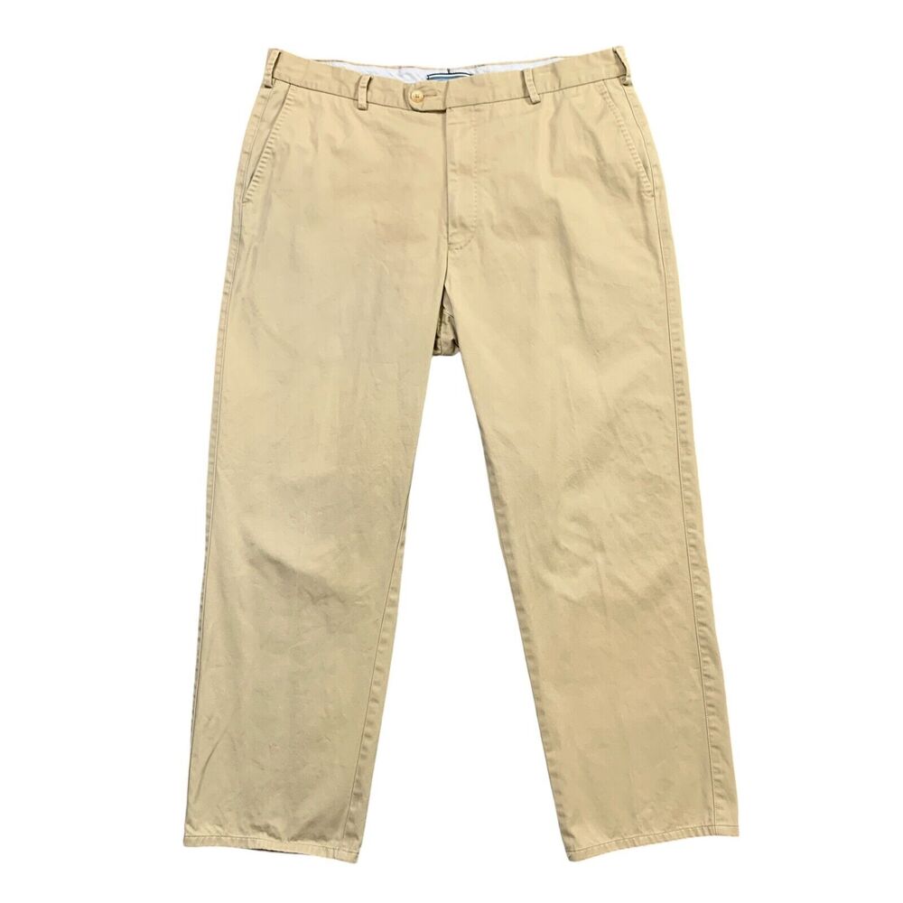 Peter Millar Pants Mens 36 Pancake Beige Flat Front Chino Comfort Trousers